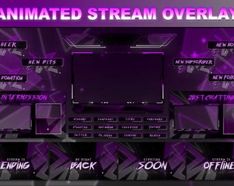 Neon Purple Animated Stream Overlay Package | Twitch Overlay