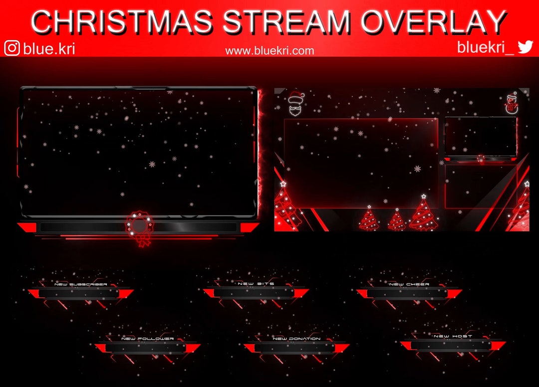 Red Christmas Stream Overlay Package – Animated Twitch/youtube Panels ...