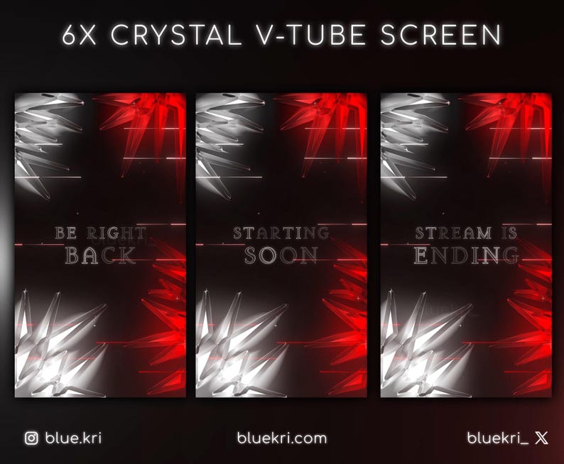 Click Crystal Loading Screen Red Neon Crystal Tiktok Twitch Screens | Streaming 6x Screen Package ...