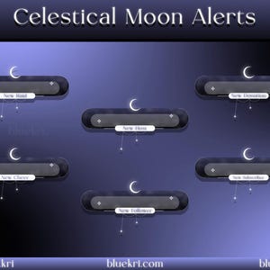 Himmlische Mond-Warnungen in Mitternachtsblau| Benachrichtigungen | Mond Animierte Stream Benachrichtigungen | Moon Stream Warnungen | Mond Warnungen