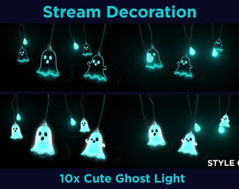 10X Halloween Cute Ghost Lights, Animated Twitch Stream Decoration Lights, pumpkin Twitch Overlays for Streamer, Stream assets, Vtubers, OBS