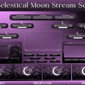 Celestial Moon Stream Paket für Twitch | Animiertes Twitch Overlay Stream Paket, Mond Twitch Overlay, | Twitch Stream Overlay Paket
