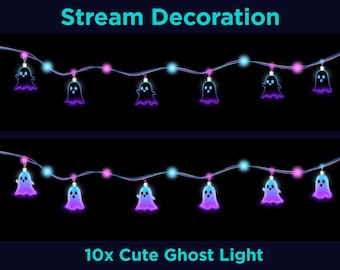 Uroczy łańcuch świetlny Ghost Lights | Dekoracja na Halloween (10 animowanych plików)