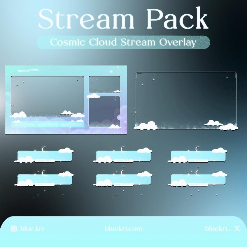 Wrb Overlay Animated Cosmic Cloud Stream Overlay Pack | Soft Blue Futuristic Space ...