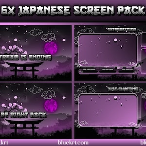 Japanese Stream Overlay Screens | 6x Screen Set for Streamers | Twitch Animated Stream Screens | Twitch Screens | Stream Screens
