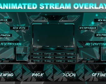 Neon Cyber Animated Stream Overlay | Twitch, YouTube, Facebook (ZIP)