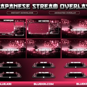 Japanese-Theme Animated Stream Overlay | Japan Torii/Pixel Art/Japanese Overlays/Chill Theme/Twitch Set/Panels/Transition