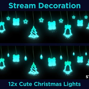 Animated Stream Decoration Christmas 12x Lights String / Party Lights / Cute Lover Cozy Theme / Twitch Holiday Light / Kawaii Twitch Overlay