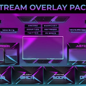 Purple Animated Stream Overlay Pack | Twitch Overlay Package | Animated Stream Overlay Package | Twitch Panels | Animated Overlay