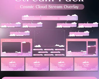Celestial Moon Twitch Overlay Pack | Animated Stream Overlay | OBS Streamlabs VTuber Overlay | Mystic YouTube Kick Gaming Package