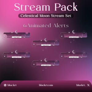 Minimal Moon Twitch Overlay Animated | Celestial Vtuber Stream Package ...
