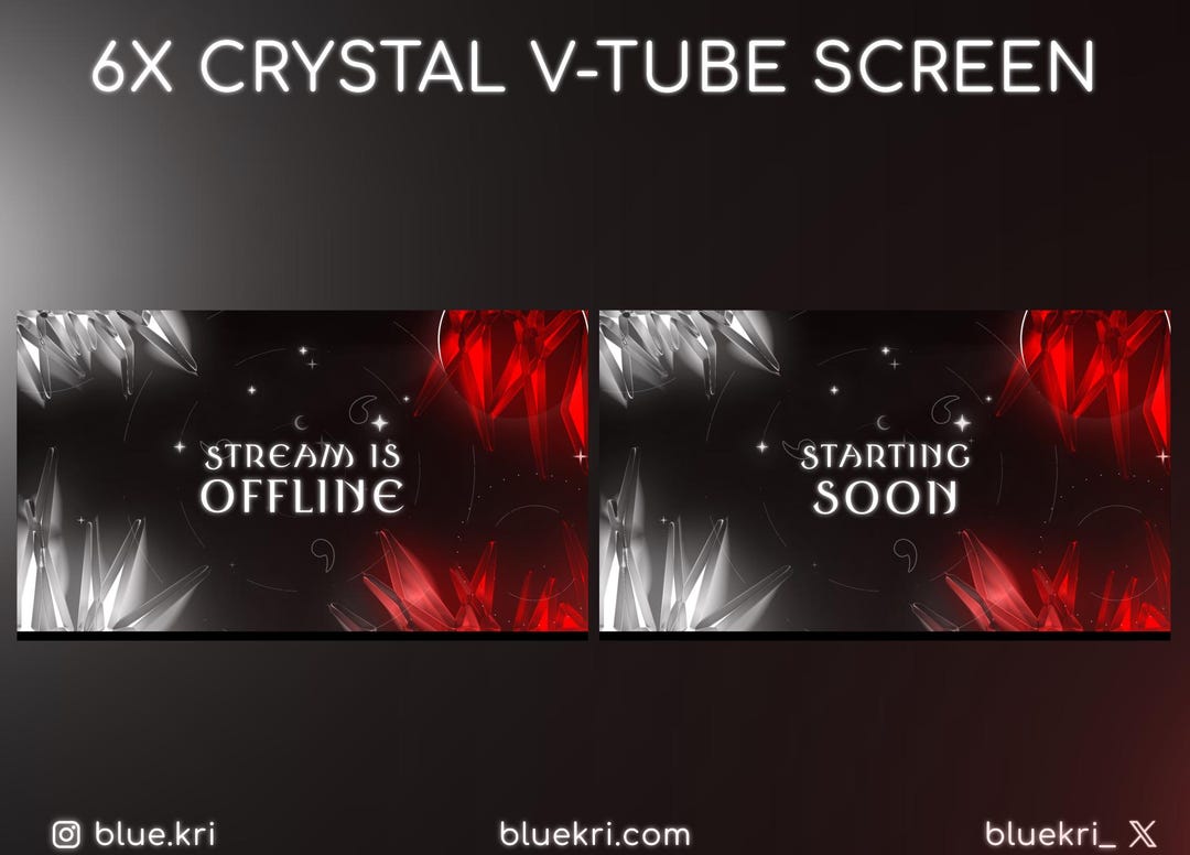 Click Crystal Loading Screen Crystal V-tube Stream Screens Pack – Animated Red Black Celestial ...