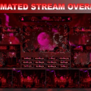 Twitch Overlay Package |  Red & Black Animated Stream Overlay | Red Twitch Animated Stream Overlay Package | Twitch Panels | Animated