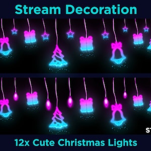 12x Christmas Stream Decoration | Christmas Light String / Winter Cozy Aesthetic / Festive Holiday Twinkle Lights Chain/Twitch Overlay