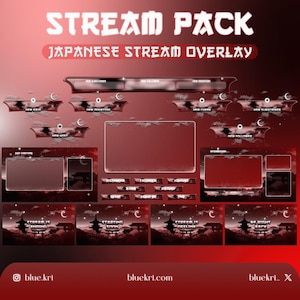 Japanese-Themed Stream Overlay Pack | Moon Animated Stream Package | Stream Overlays, Panels, Alerts, Cam Overlay, Screens | Twitch