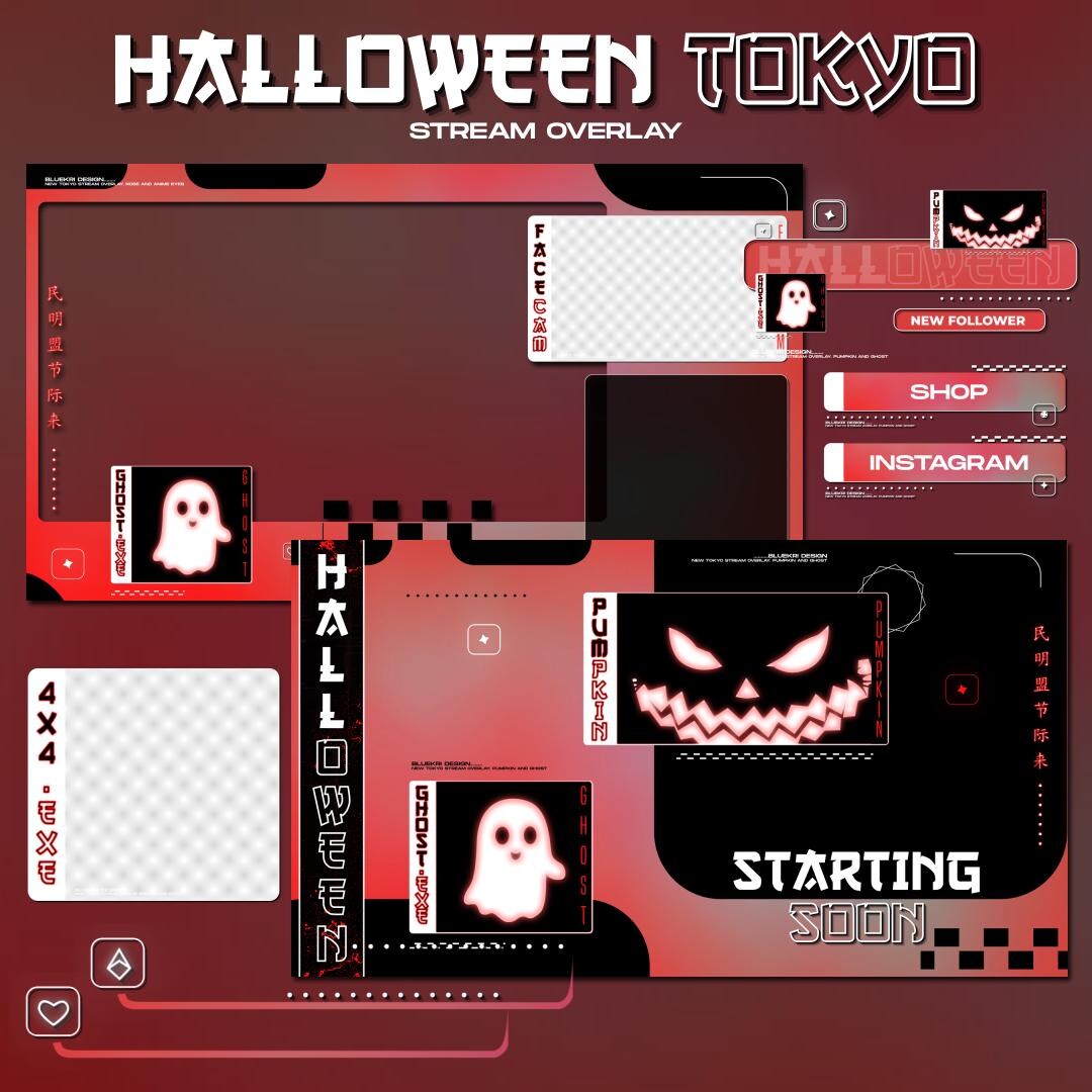 Ghost Stream Layout Halloween Ghost Stream Overlay: Tokyo Spooky Theme - Twitch, Youtube ...