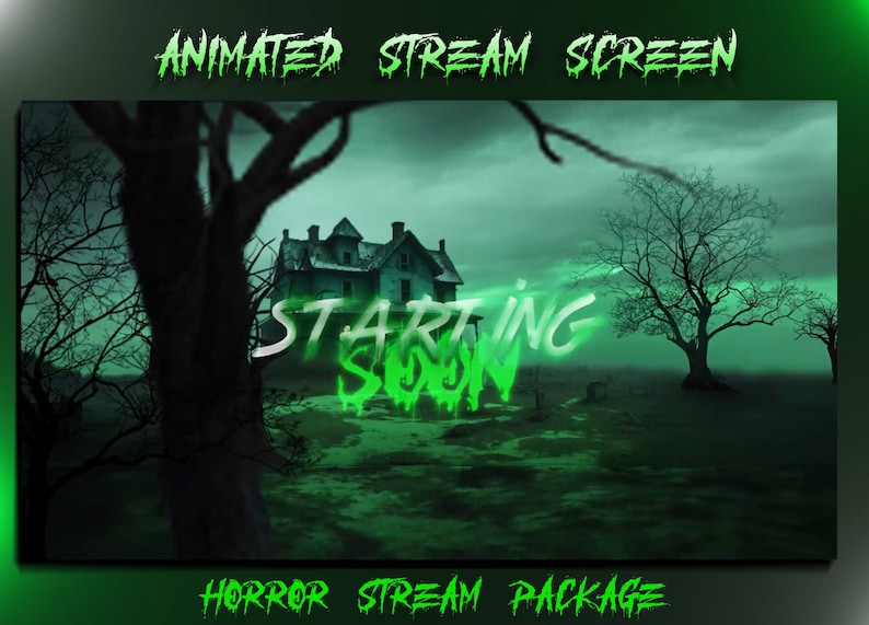 Animated Horror Twitch Screens – Halloween Green Stream Overlay ...