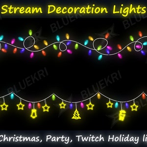 5x Christmas Stream Decor Light String | Animated Stream Decor Lights | Festive Holiday Twinkle  | Twitch Decor |  Star, decoration, santa