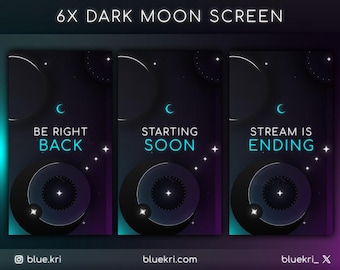 TikTok Live Stream Overlay Pack | Dark Moon Stream Screens  Tiktok Twitch Screens / Animated Twitch Tiktok Twitch Overlay Package