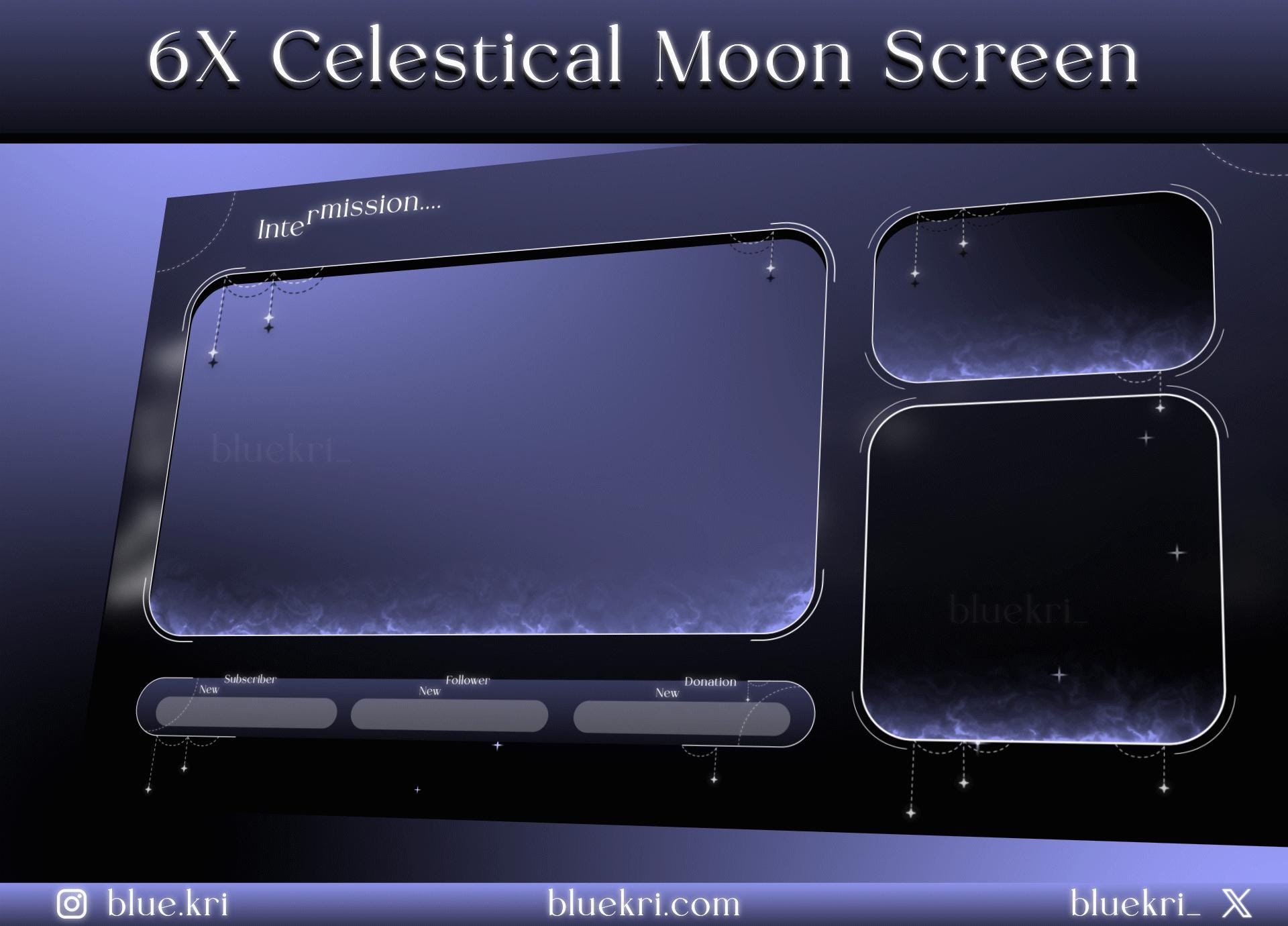 Blue Twitch Celestial Moon Animated Screens | Midnight Blue Twitch ...