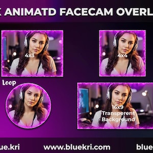 4x Webcam animata, modello di sovrapposizione // webcam Twitch Stream Overlays // Overlay Facecam animato Facecam, webcam