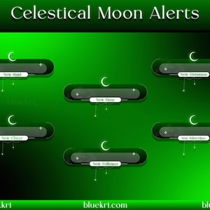 celestial Moon Alerts - Animated Stream Alerts for Twitch & YouTube | Twitch Alerts | Animated Twitch Overlay Package