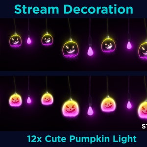 Halloween 12x Stream Twinkle Lights | pumpkin Twitch Stream Decoration, Ghosts, Spiders, Cute, Halloween Twitch Overlay for Streamer