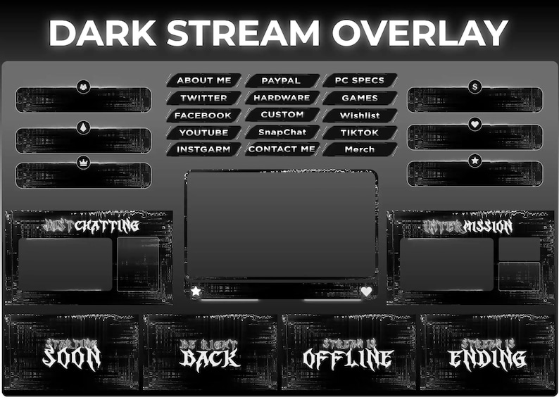 Dark Stream Overlay Package | Animated Twitch Overlay Package ...
