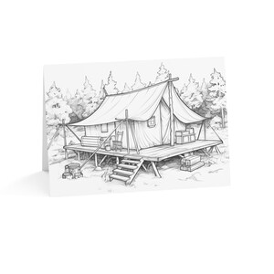 Color Me Grußkarten Pack (Camp Out) | Jeder Anlass, Danke, Naturliebhaber | Malbuch Style 10 Stück Set (bulk)