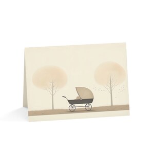Paquet de cartes de voeux vierges (landau) | Invitation Nouveau bébé, félicitations, douche | Ensemble de 10 pièces (en vrac)