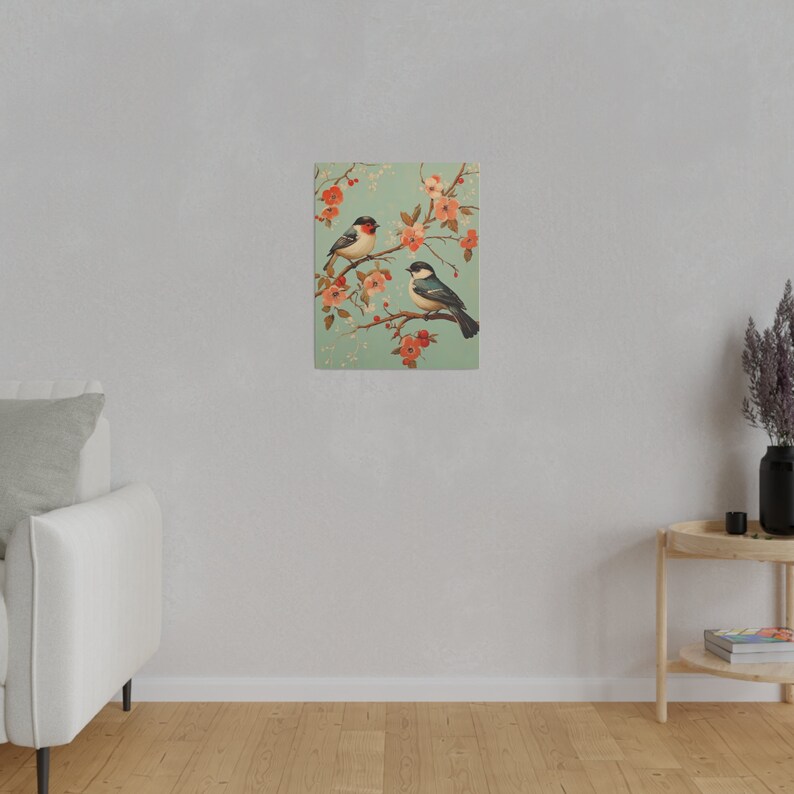 Birds & Blossoms Painting Vertical Portrait Small to Large Oversized