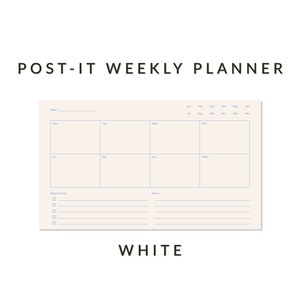Blocs de notas adhesivas Post-it® / Calendario planificador semanal (10"x 6") (Blanco)