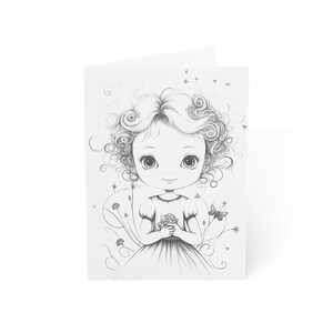 Pacote de cartões comemorativos Color Me (cachos suaves) | Damas de honra, feliz aniversário, só porque | Conjunto de 10 peças estilo livro para colorir (a granel)