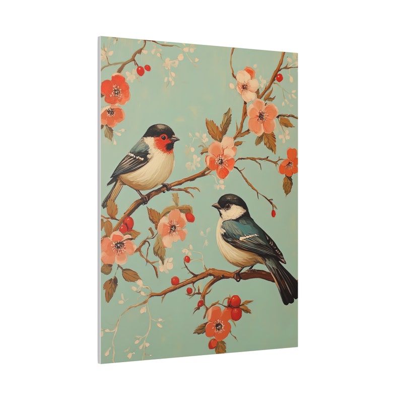Birds & Blossoms Painting Vertical Portrait Small to Large Oversized