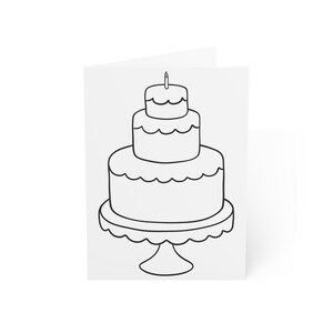 Color Me Grußkarten Pack (Cake) | Geburtstag, Hochzeit, Jahrestag, Einladung | Malbuch Style 10 Stück Set (bulk)