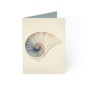 Blanko Grußkarte (Nautilus Shell) | Geburtstag, Danke, Glückwünsche | 10 Stück Set (Bulk)
