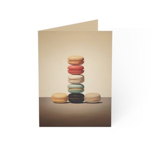 Blanko Grußkarte (Makronen Turm) | Alles Gute zum Geburtstag, denke an dich, Glückwünsche, jeder Anlass | 10 Stück Set (Bulk)