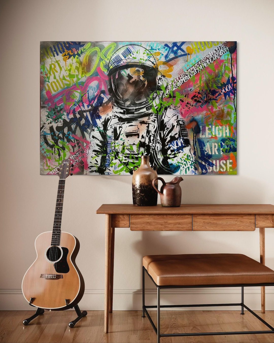1/1 Street Art Canvas Graffiti Painting Astronaut Space Pop Art Urban ...