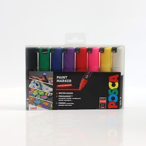 Uni-ball Posca PC-7M Starter Marker Pens Set of 8 Vibrant Fine Tip Arts Crafts Paint Pen Markers for Paper Glass Wood Fabric Stone & More UK