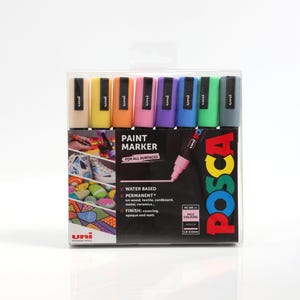 Uni-ball Posca PC-5M Pastel Marker Pens Set of 8 Vibrant Fine Tip Arts Crafts Paint Pen Markers for Paper Glass Wood Fabric Stone & More UK