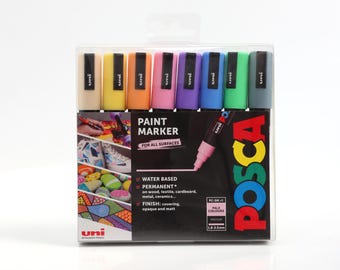 Uni-ball Posca Pastel Paint Markers, PC-5 M Medium Lot de 8 stylos peinture acrylique Artisanat Marqueurs de dessin Fournitures artistiques professionnelles