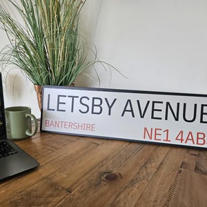 Letsby Avenue Joke Novelty 60cm x 17cm 3mm Thick High Quality Gloss Metal London Street Name Style Wall Sign Custom Mancave Interior Outdoor
