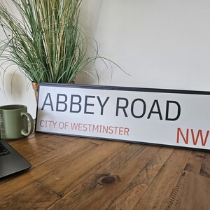 Abby Road London 60 cm x 17 cm 3 mm dik hoogwaardig glanzend metaal Londen Straatnaam Stijl muurbord Aangepast mancave interieur buiten
