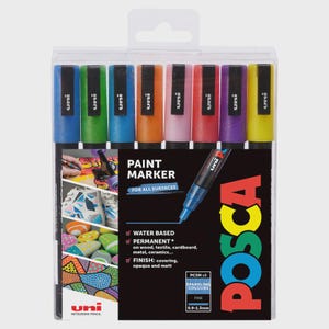 Uni-ball Posca PC-3M Sparkle Marker Pens Set of 8 Vibrant Fine Tip Arts Crafts Paint Pen Markers for Paper Glass Wood Fabric Stone & More UK