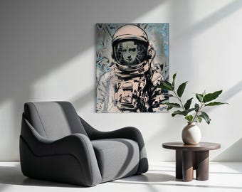 Mona Espacial, lienzo pintado con aerosol, arte pop, grafiti hecho a mano, arte mural, decoración urbana abstracta, calle moderna, 56 x 46 cm - LeighArtHouse