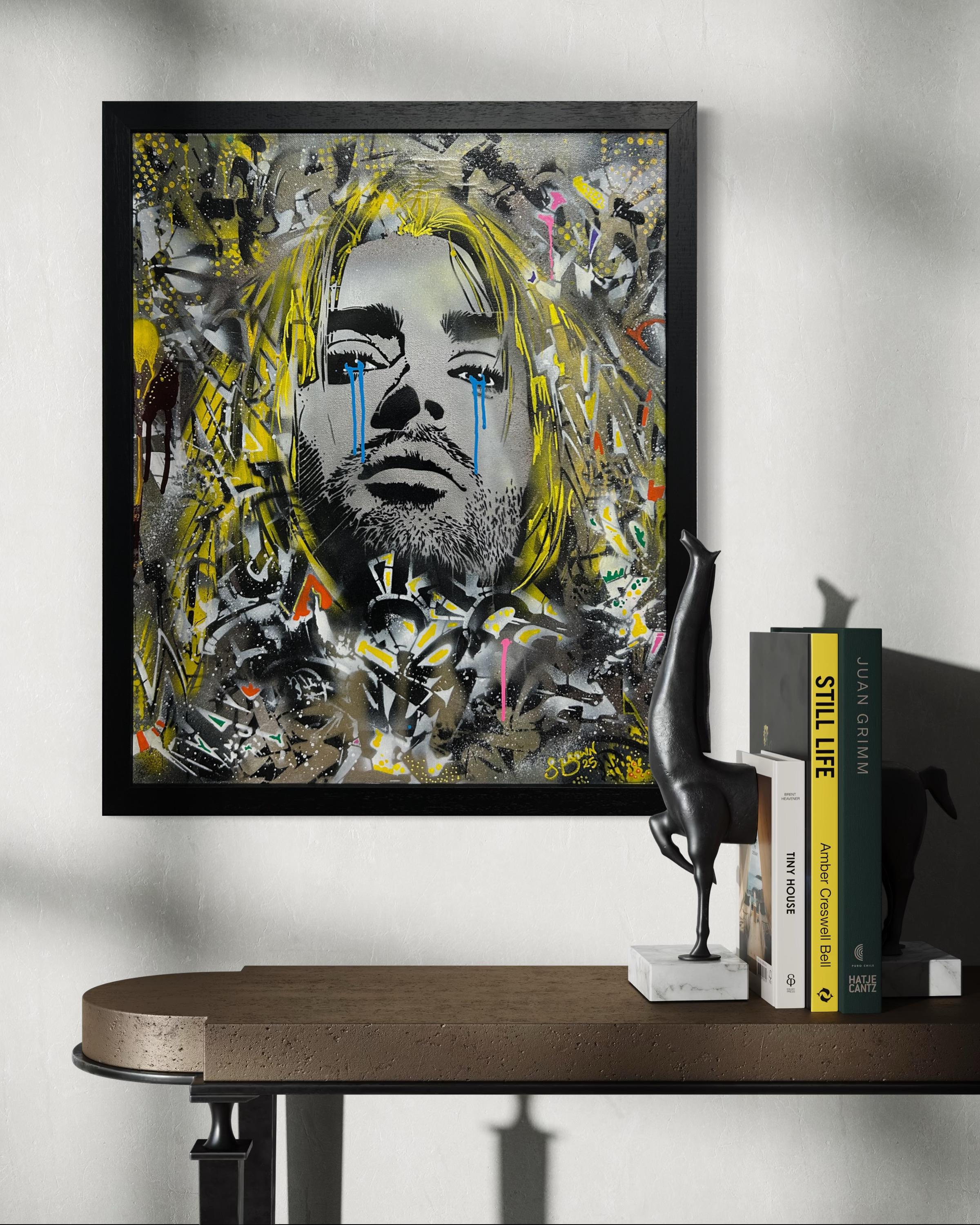 Kurt Cobain Graffiti Art, Handmade Spray Paint Canvas (50x60cm