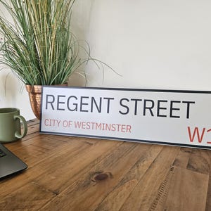Regent Street London 60 cm x 17 cm 3 mm dik hoogwaardig glanzend metaal London Street Style Wall Sign Custom Man Cave interieur buiten