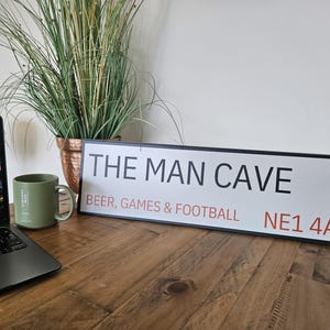 Shed Den Games Room Novelty 60cm 17cm 3mm Thick High Quality Gloss Metal London Street Name Style Wall Sign Custom Man cave Interior Outdoor
