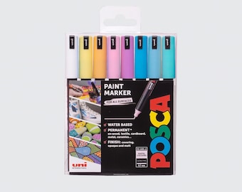 Uni-ball Posca Pastel Paint Markers, pointe fine, lot de 8 - 1MR | Peinture acrylique Stylos Loisirs créatifs Marqueurs Fournitures artistiques professionnelles