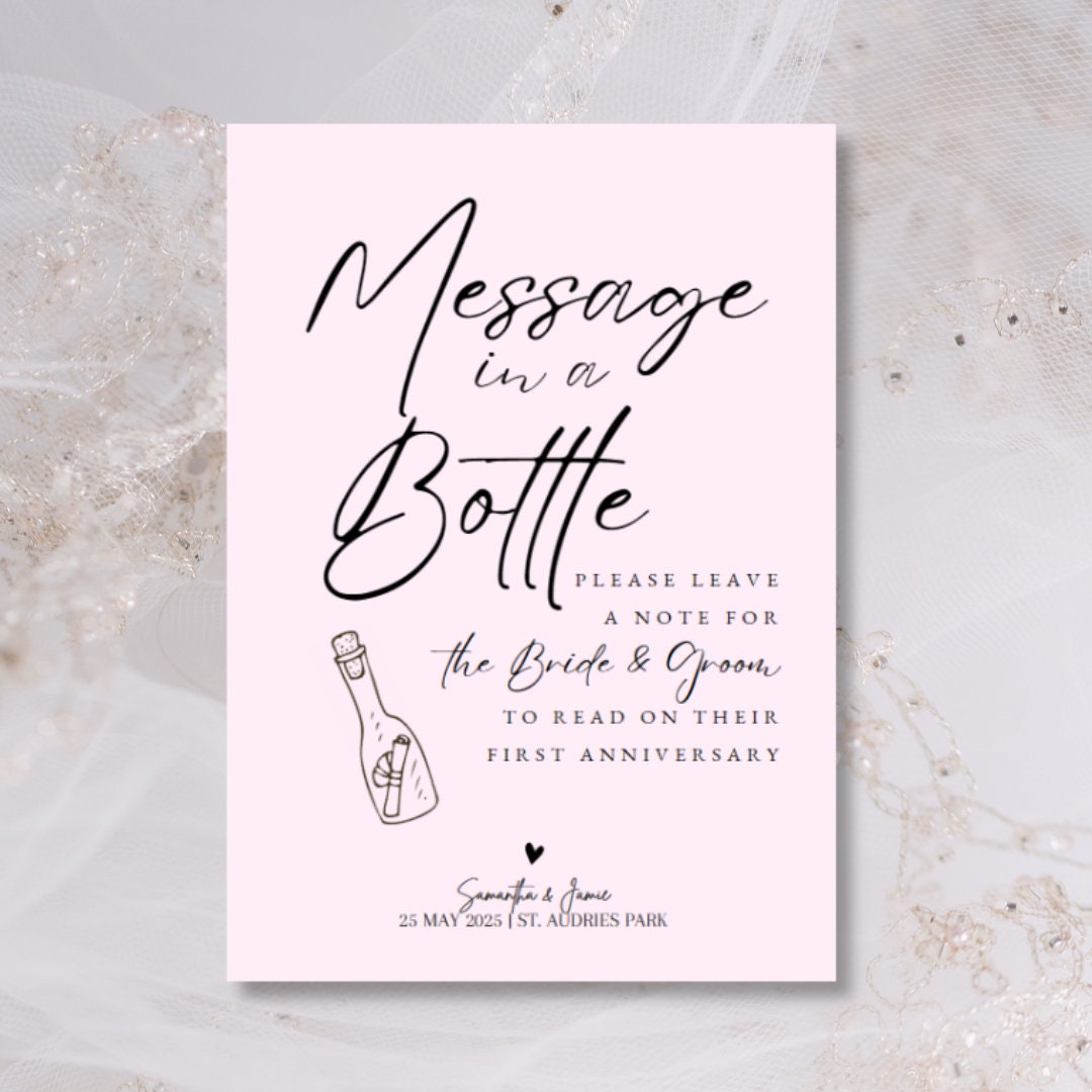 Message in a Bottle Wedding Sign Printable Canva Template - Etsy Canada